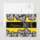 Schattige Geel zebra hart Sweet 16 Verjaardag Brie Briefkaart (Voorkant / Achterkant)