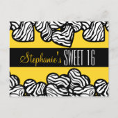 Schattige Geel zebra hart Sweet 16 Verjaardag Brie Briefkaart (Voorkant)