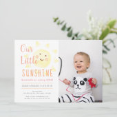 Schattige geel zonneschijn meisje 1e foto verjaard kaart (Staand voorkant)