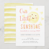 Schattige geel zonneschijn meisje 1e verjaardagsfe kaart (Voorkant / Achterkant)