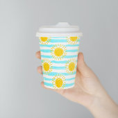 Schattige geel zonneschijn zomerstrepen blauw & wi papieren bekers