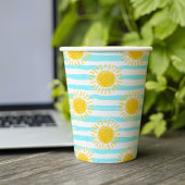 Schattige geel zonneschijn zomerstrepen blauw & wi papieren bekers