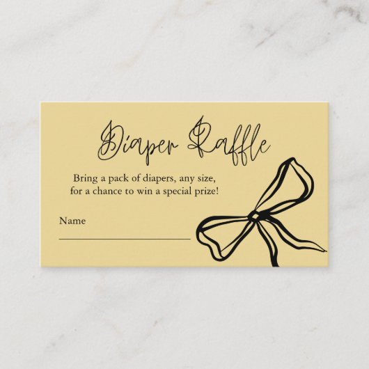 Schattige  Geel Zwart Bow Luier Raffle Informatiekaartje (Voorkant)