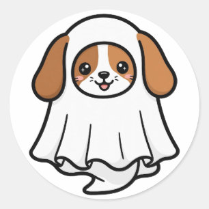 Schattige Geest Beagle Halloween Ronde Sticker