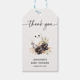 Schattige Geest & Bloemrijke Halloween Baby Shower Cadeaulabel