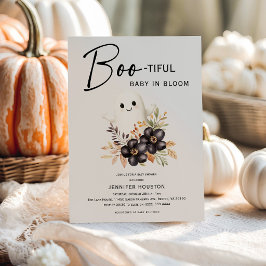 Schattige Geest & Bloemrijke Halloween Baby Shower Kaart