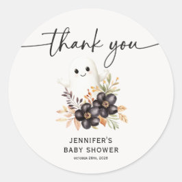 Schattige Geest & Bloemrijke Halloween Baby Shower Ronde Sticker