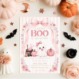 Schattige Geest Boo Is Bijna Aankomend Roze Baby S Kaart