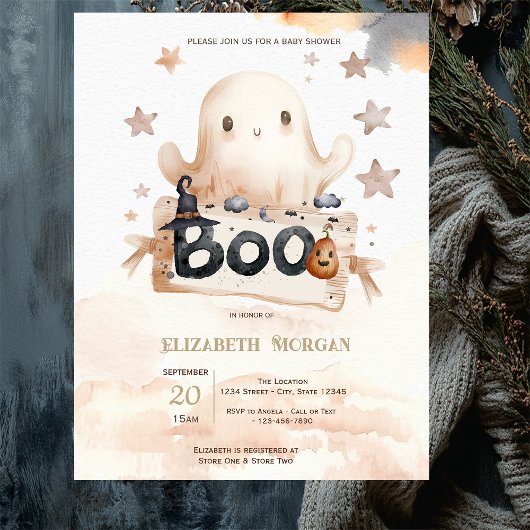 Schattige Geest Boog Boo Baby Shower Kaart