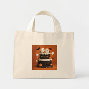 Schattige Geest Chocolade Cake Zoet en Griezelig Mini Tote Bag
