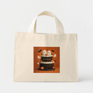 Schattige Geest Chocolade Cake Zoet en Griezelig Mini Tote Bag