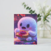 Schattige geest eet toast en jam briefkaart (Staand voorkant)