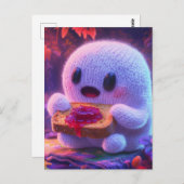 Schattige geest eet toast en jam briefkaart (Voorkant / Achterkant)