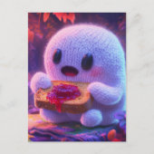 Schattige geest eet toast en jam briefkaart (Voorkant)