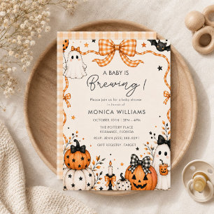 Schattige Geest en Pompoen Halloween Baby Shower Kaart