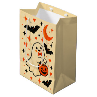 Schattige Geest Halloween Feest Favor Zak | Vintag Medium Cadeauzakje