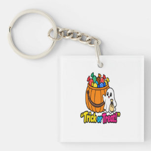Schattige Geest Halloween Trick or Treat Snoep Emm Sleutelhanger