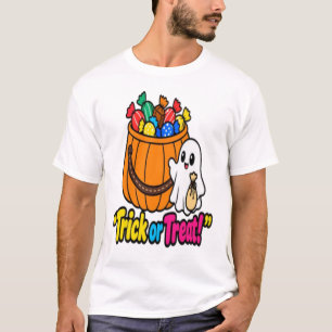 Schattige Geest Halloween Trick or Treat Snoep Emm T-shirt