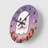 Schattige Geest Halloween Wandklok ⏰👻 (Hoek)