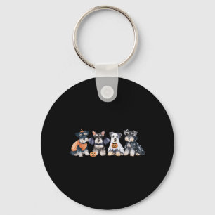 Schattige Geest Heks Miniatuur Schnauzer Halloween Sleutelhanger