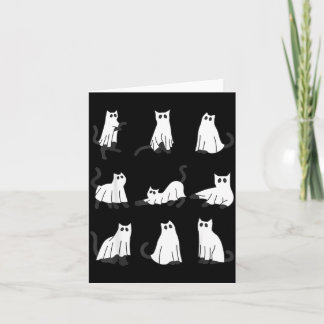 Schattige Geest Kat Grappig Halloween-ontwerp gees Kaart
