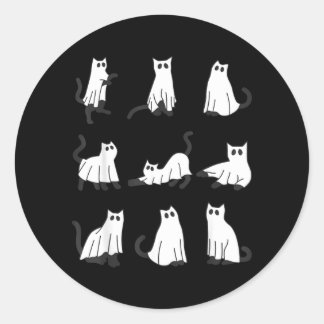 Schattige Geest Kat Grappig Halloween-ontwerp gees Ronde Sticker