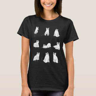 Schattige Geest Kat Grappig Halloween-ontwerp gees T-shirt