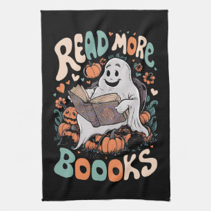 Schattige Geest Leest Meer Boeken Leraar Halloween Theedoek