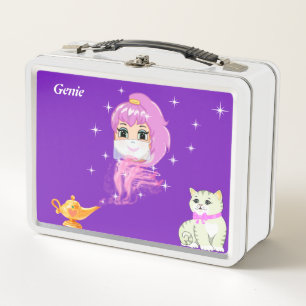 Schattige geest, magische lamp, kat & sterren op p