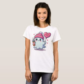 Schattige geest met hartballon - Be My Boo T-shirt (Voorkant volledig)