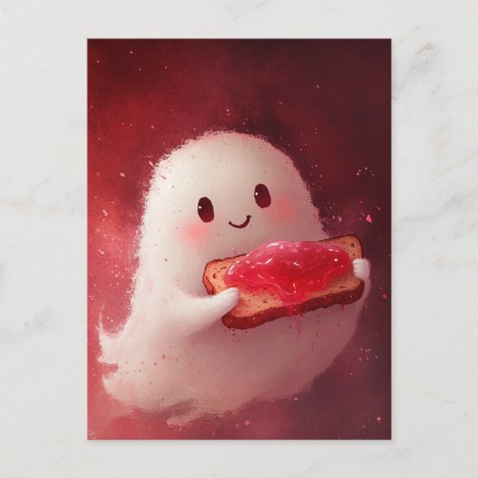Schattige geest met toast en jam briefkaart (Voorkant)