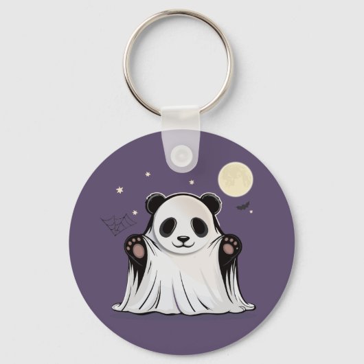Schattige Geest Panda Onder de Maan Sleutelhanger (Voorkant)
