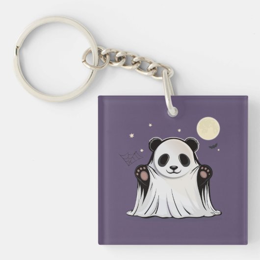 Schattige Geest Panda Onder de Maan  Sleutelhanger (voorkant)