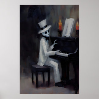 Schattige Geest Piano Donkere Academie, Halloween Poster