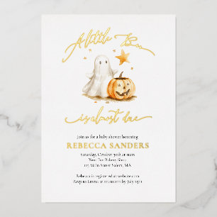 Schattige Geest Pompoen Boe Halloween Baby Shower  Folie Uitnodiging