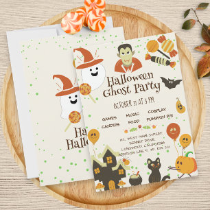 Schattige Geest Pompoen Vleermuis Kinderen Hallowe Kaart