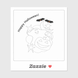 Schattige Geest Pompoen Vleermuizen Kleur Mijn Hal Sticker