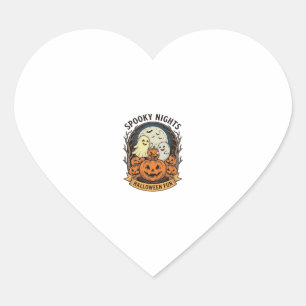 Schattige Geest Pompoenen Vintage Gravure Hallowee Hart Sticker