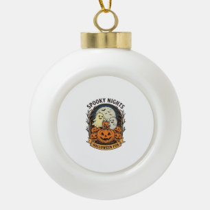 Schattige Geest Pompoenen Vintage Gravure Hallowee Keramische Bal Ornament