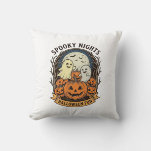 Schattige Geest Pompoenen Vintage Gravure Hallowee Kussen