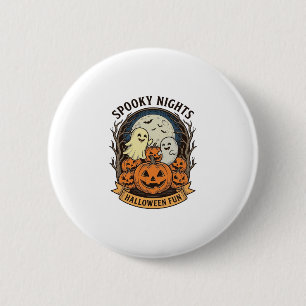 Schattige Geest Pompoenen Vintage Gravure Hallowee Ronde Button 5,7 Cm