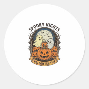 Schattige Geest Pompoenen Vintage Gravure Hallowee Ronde Sticker