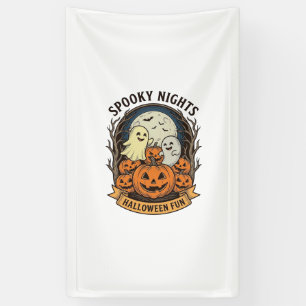 Schattige Geest Pompoenen Vintage Gravure Hallowee Spandoek