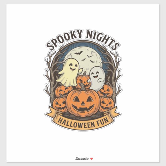 Schattige Geest Pompoenen Vintage Gravure Hallowee Sticker (Vel)