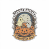 Schattige Geest Pompoenen Vintage Gravure Hallowee Sticker (Voorkant)