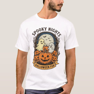 Schattige Geest Pompoenen Vintage Gravure Hallowee T-shirt
