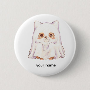Schattige Geest Vos Halloween - Griezeld Grut Anim Ronde Button 5,7 Cm