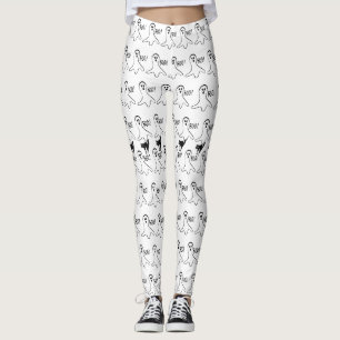 Schattige Geest Zwarte Kat Halloween Leggings