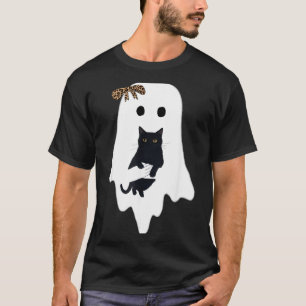 Schattige Geest Zwarte Kat Luipaard Strik Grappig  T-shirt