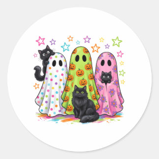 Schattige geesten en zwarte katten ronde sticker